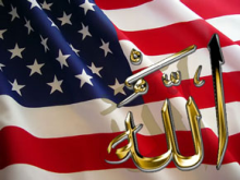 USFLAG ISLAM Arabic Allah on USA flag