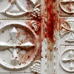 Blood on doors of Coptic Chruch from bombing in 2011