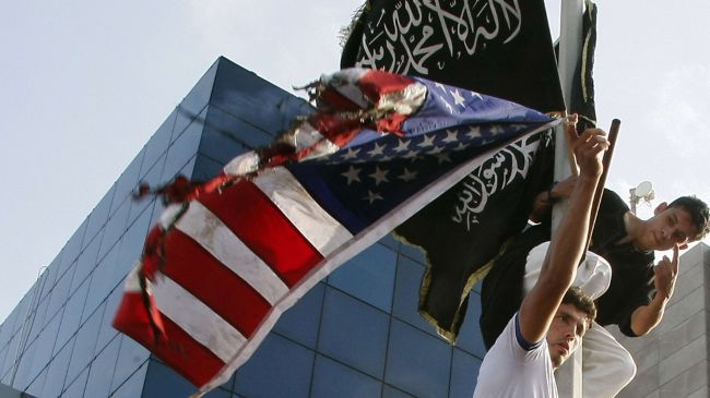 US flag replaced with black flag of jihad at embassy in Tunisia