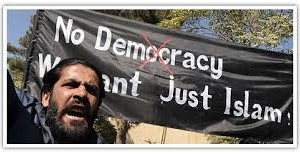 An Afghan student screams against democracy and demands only Sharia.