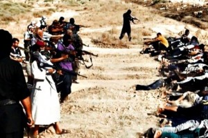 Islamic State terrorists slaughtering "infidels."