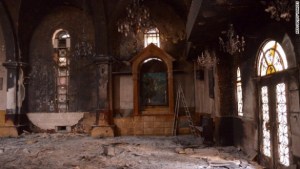 Church destroyed in Aleppo, Syria by Sunni rebels associated with the Free Syrian Army