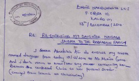 Note from Ugandan Imam on disowning his daughters.