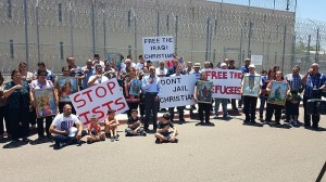 American Chaldean Christians protest the imprisonment of refugees at the Otay Detention Facility.
