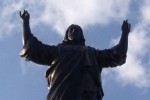 Statue of Jesus Christ raised up on Cherubs' Mountain in Syria during civil war to bring peace.