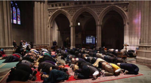 On November 14th, 2014 an Islamic prayer service was held at the National Cathedral in Washington, DC. Islamic doctrine prohibits a Christian or Hindu service in a mosque