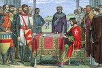 King John was forced to sign the Magda Carta on June 15th, 2015 at Runnymede on the Thames. (From James Doyle's 'A Chronicle of England'